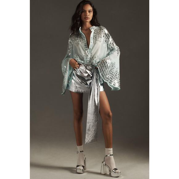 NWT Anthropologie Let Me Be Sheer Sequin Blouse - XS - Picture 4 of 6